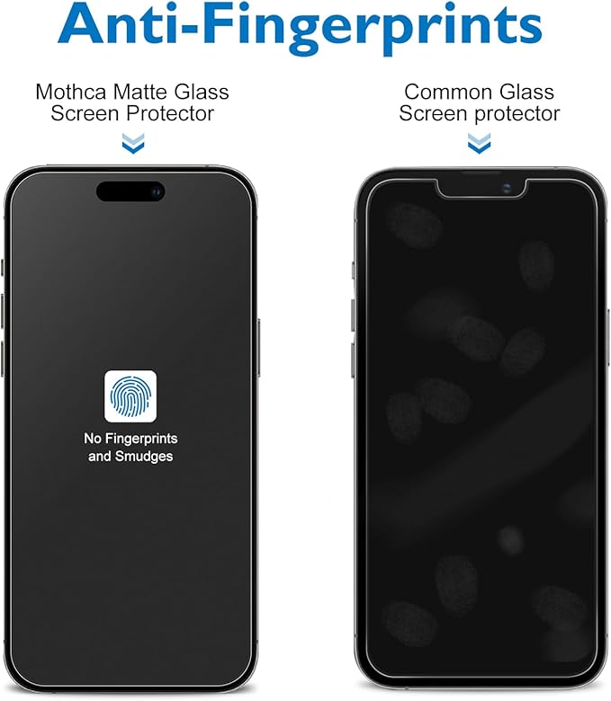 Mothca 2 Pack Matte Glass Screen Protector for iPhone 15 [6.1 inch] + 2 Pack Camera Lens Protector, Anti-Glare & Anti-Fingerprint Case Friendly Tempered Glass Film, Bubble Free, Smooth as Silk