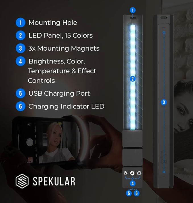 Spekular Cold-Shoe and Light Stand Adapter for KYU-6 LED Light Wrap | for Photography, Videography, Vlogging and Content Creation