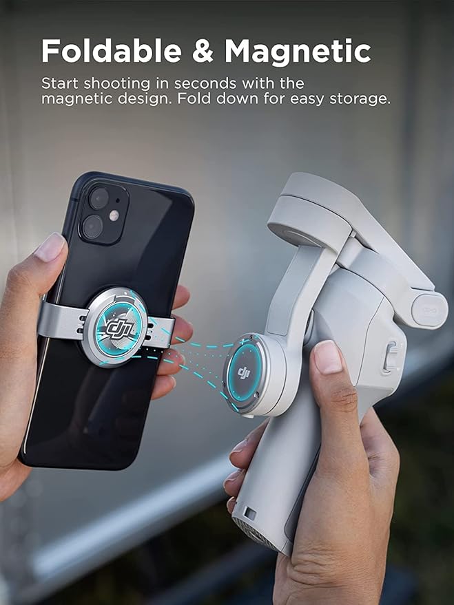 DJI OM 4 SE - 3-Axis Smartphone Gimbal Stabilizer with Tripod, Magnetic Design, Portable and Foldable, ActiveTrack 3.0, Story Mode, Vlogging Stabilizer, YouTube TikTok Video, for Android and iPhone