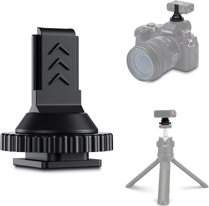 JJC Cold Shoe Mount Adapter for DJI Mic 2 with 1/4" Screw, DJI Mic 2 Camera Adapter Compatible with Canon Nikon Sony Cameras Tripod Camera Cage for Vlogging Video Recording