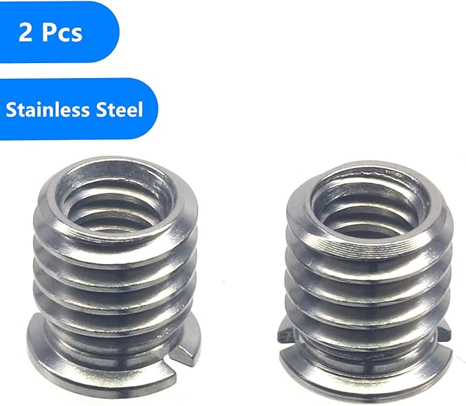 Stainless Steel 1/4"-20 Female to 3/8"-16 Male Convert Screw Adapter 2 Pieces 10.5mm Height