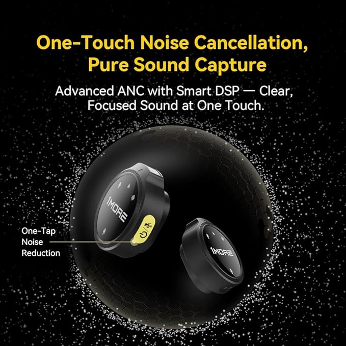 1MORE Mini Wireless Microphone (2 TX + 2 RX), Wireless Lavalier Microphone for iPhone/Android, High Fidelity Audio, Noise Cancellation, 18H Playing time, Mini Video Recording Mic for vlog, Streaming