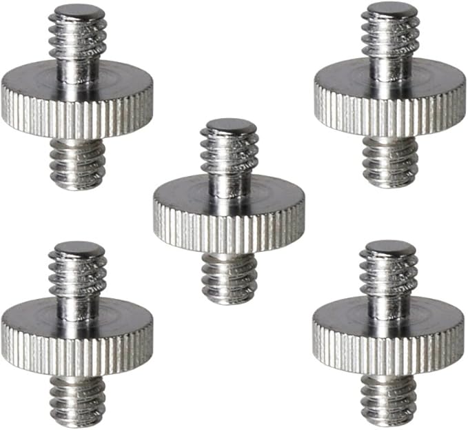 Foto&Tech 5 Pieces 1/4" Male to 1/4" Male Threaded Screw Adapter Compatible with Camera Cage/Shoulder Rig/Tripod/Socket Studio/Lighting Equipment/LED Panel/GoPro