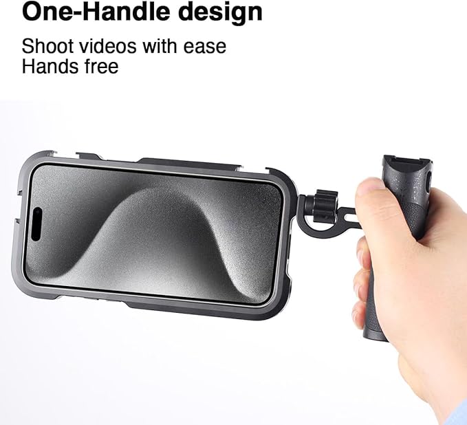 Phone Cage Video Rig for iPhone 15 Pro MAX, Single Handheld Phone Cage Kit, Phone Stabilizer for Video Recording