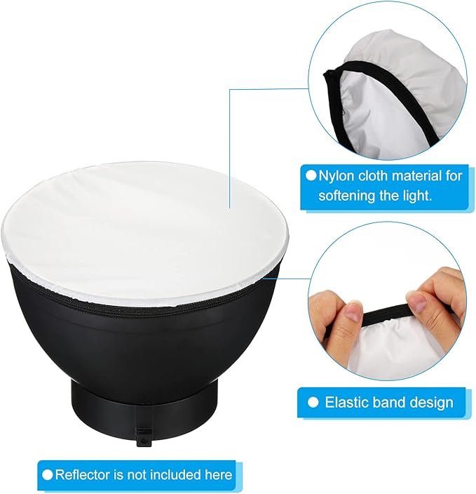 PATIKIL 7" 18cm Soft Diffuser Lamp Cover, 2 Pack Cloth Diffuser Strobe Reflector Lamp Sock for Flash Light Beauty Dish Photography Studio, White