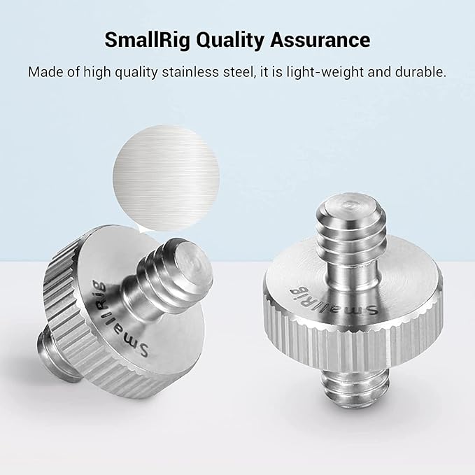 SmallRig 1/4" to 1/4" Male Threaded Screw Adapter Double Head Stud for Camera Cage Monitor LED Microphone, Pack of 2-828
