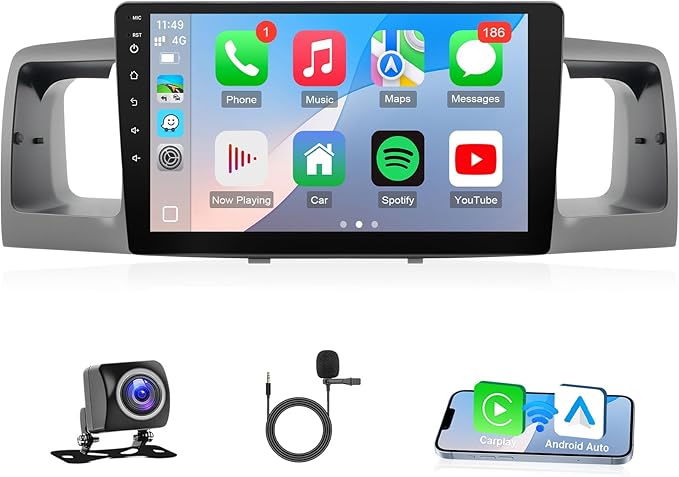 Leadfan Car Radio for Toyota Corolla 2003 2004 2005 2006 2007 2008, with Wireless Carplay, Android Auto, FM, Plug and Play/GPS Navi/SWC (for Corolla 2003-2008 Without JBL&Big Screen, 2+32G)