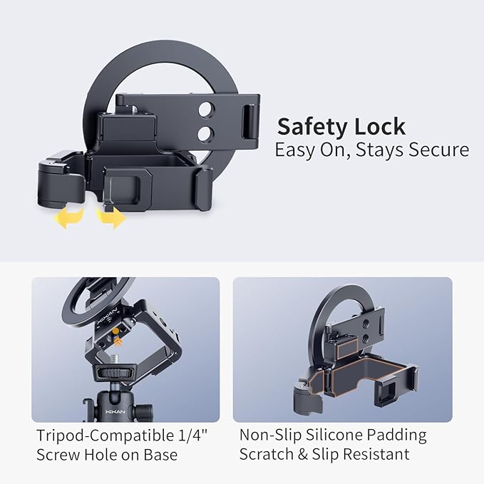 Pocket 3 Magnetic Mount Stand, Aluminium Alloy Expansion Cage Camera Holder with Cold Shoe and 1/4'' Mount, Adjustable Magnet Adapter for DJI OSMO Pocket 3 Creator Combo Accessories