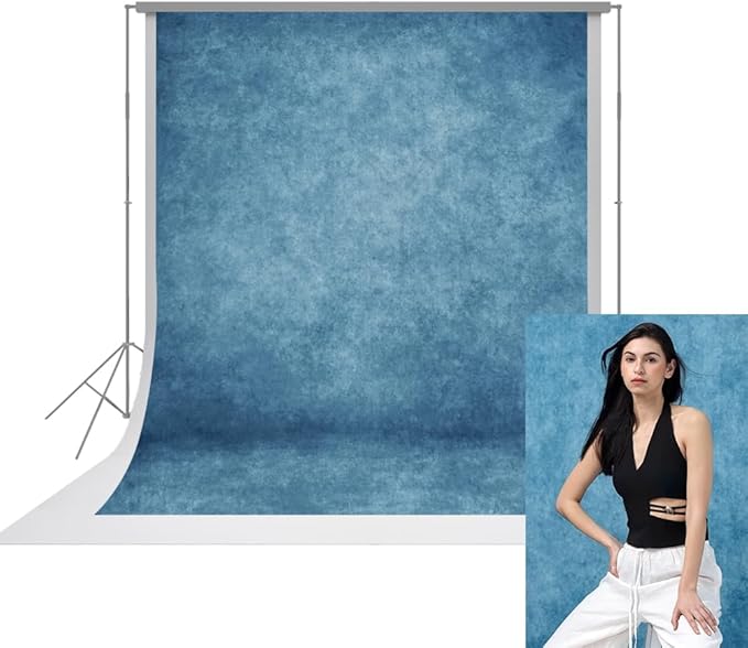 UrcTepics 6×8 Abstract Blue Headshot Backdrop, Professional Portrait Backdrops for Studio, Yearbook Graduation Photography Backdrops, Polyster Photo Backdrop Includes a 10cm Wide Rod Porket.