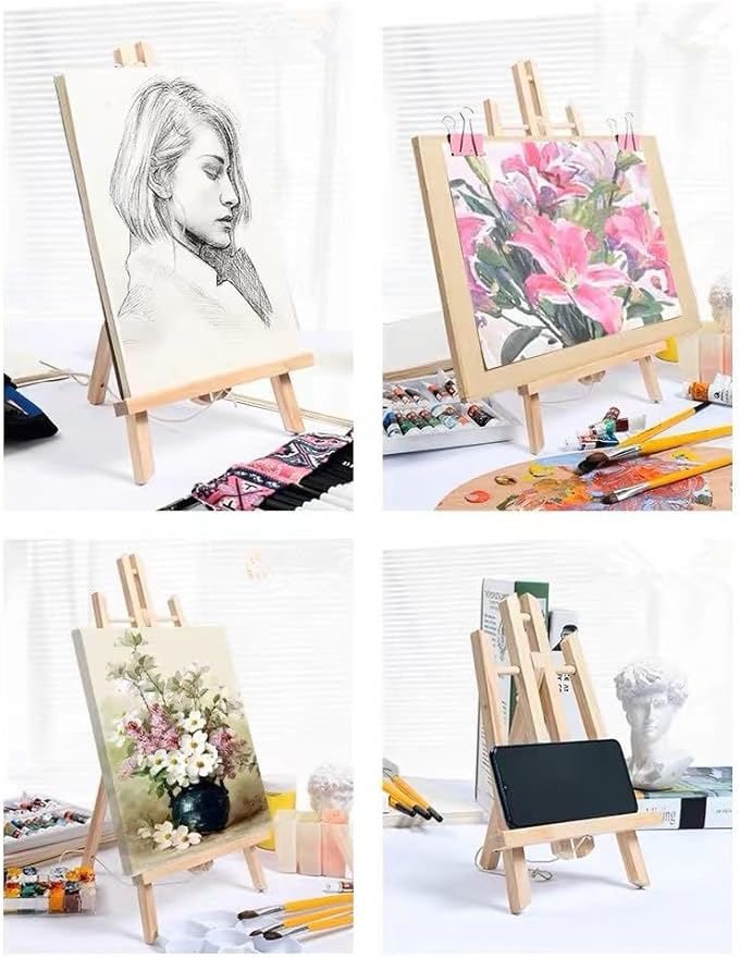 11.8" Wood Easels, Small Tabletop Display Stand, Tripod, Painting Party Easel, Kids Student Tabletop Easels for Painting, Portable Canvas Photo Picture Sign Holder