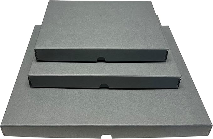 Lineco Folio Storage Box, Clamshell Design with Metal Edge. 18.5x24.5x1.75 Inches, Archival Boxboard, Preserve Photos, Cards, Magazines, Documents, Art, Ephemera, Family Records, Gray, Pack of 1