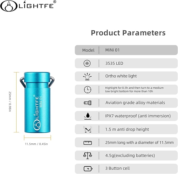 LIGHTFE MINI01 Keychain Flashlight mini Keychain Light is Light, Small, and Bright (Mini01-Blue)