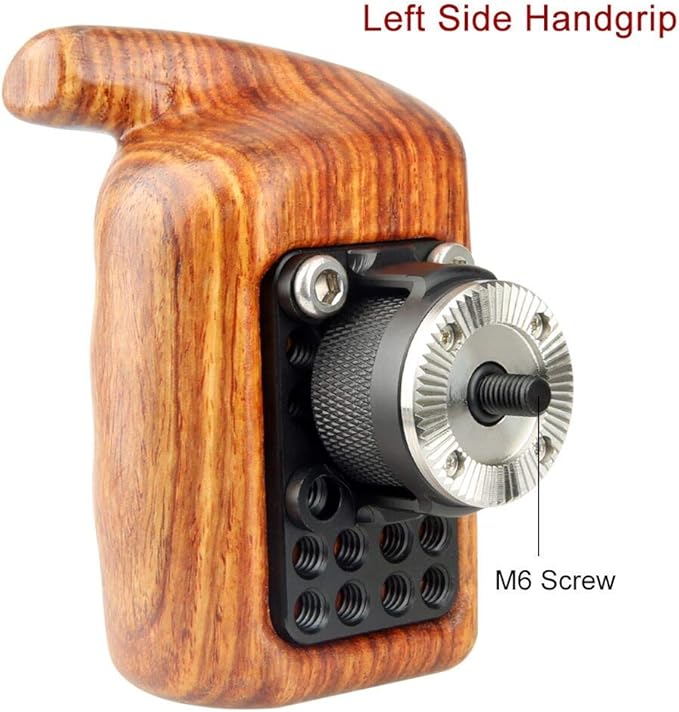 NICEYRIG Rosette Wooden Handle Grip Left Side (M6 Thread Diameter 31.8mm) Applicable for Nikon Sony Canon Camera Camcorder Cage Rig, Shoulder Mount Support Rig