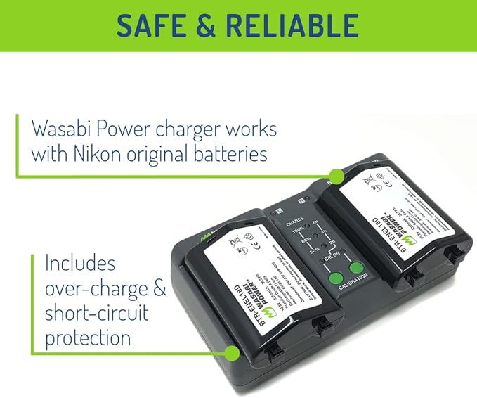 Wasabi Power Battery 2-Pack and Dual Charger for Nikon EN-EL18d, MH-33, Z9, D4, D5, D6, D850 (with adapters/Grips)