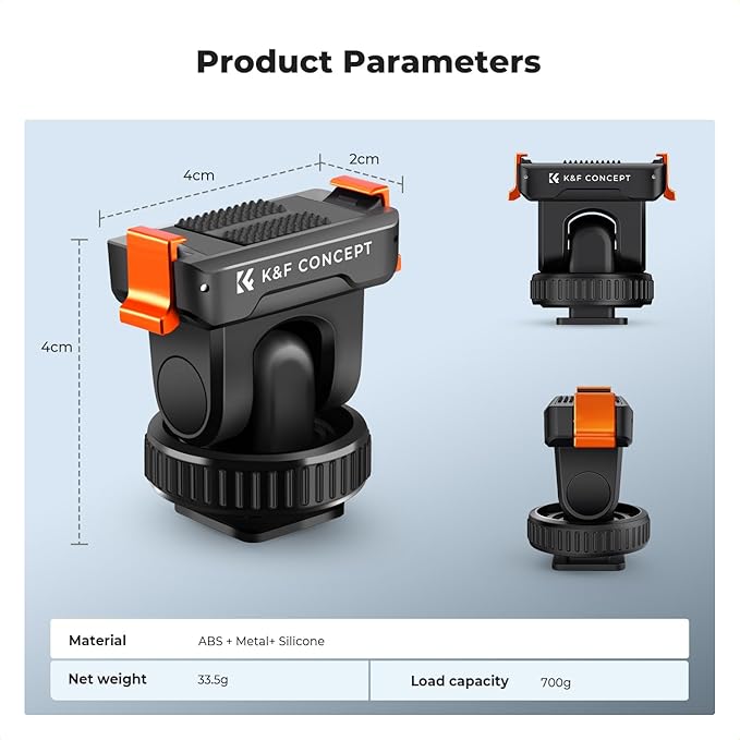 K&F CONCEPT Cold Shoe Action Camera Magnetic Quick Mount Holder, Tripod Mount for DJI Osmo Action 5 Pro Hot Shoe Camera Adapter with 1/4" Screw Hole for Osmo Action 3/4 DSLR Photography Accessories