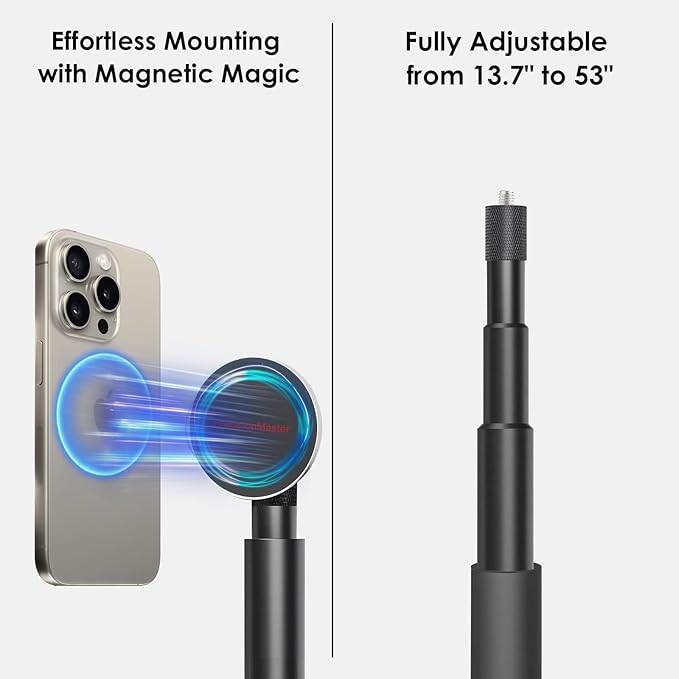 Golf Monopod Stick, Record Golf Swing with Magnetic Phone Holder, Adjustable Tripod with Spike Stake Golf Accessories Golf Swing Training, Compatible with Gopro Insta, Golf Train Aids