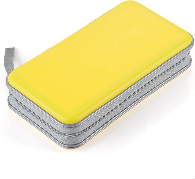 alavisxf xx CD Case, 96 Capacity Hard Plastic CD Holder Protective DVD Disc Storage Case Holder Portable Zipper CD DVD Organizer Storage Wallet for Car Home Travel (96 Capacity, Yellow)