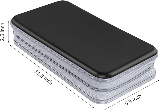 Siveit CD Case, DVD Case Holder 96 Capacity Hard Plastic CD DVD Disc Cases Storage Binder Wallet for Car Home Office Travel (Black)