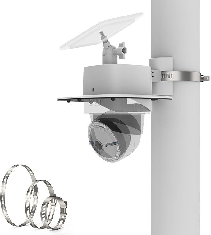 Koroao Pole Mounting Bracket & Outdoor Camera Sun Rain Shade Shield Cover Compatible with eufy Security 4G LTE Cam S330 Camera (Pole Mount)