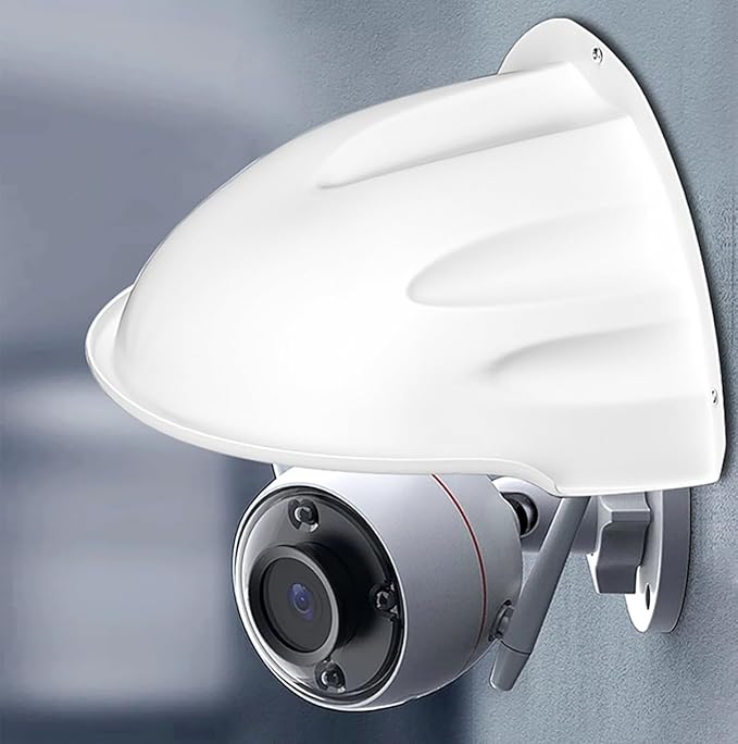 OWOKISO Universal Security Camera Sun Rain Cover Shield - Length 11.4", Width 8.0", Height 6.2" - Weatherproof Protective Roof for Dome/Bullet Outdoor Cameras (White, 2Pack)