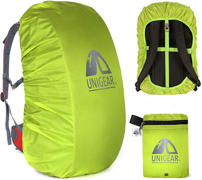 Unigear Backpack Rain Cover Waterproof Rating 5000mm Ultraportable and Durable with 2 Anti-Slip Buckle Strap, Integrated Carry Pouch Design (Green, X-Large)