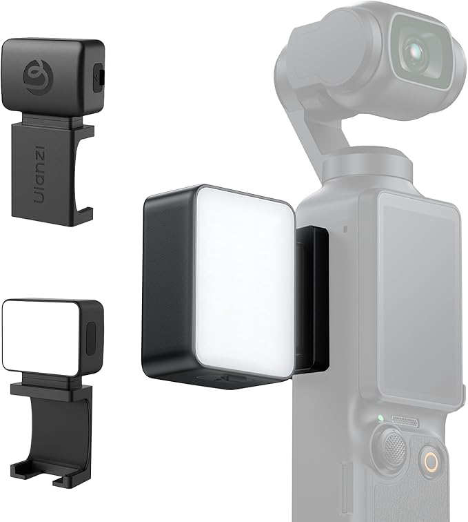 ULANZI LM001 Magnetic Mini Light for DJI Osmo Pocket 3/Xtra Muse, 2W USB C Rechargeable Auxiliary LED Fill Light, 500mAh, 5800K, CRI ≥95, IPX4 Water Resistance, Brightness 3 Levels Adjustable