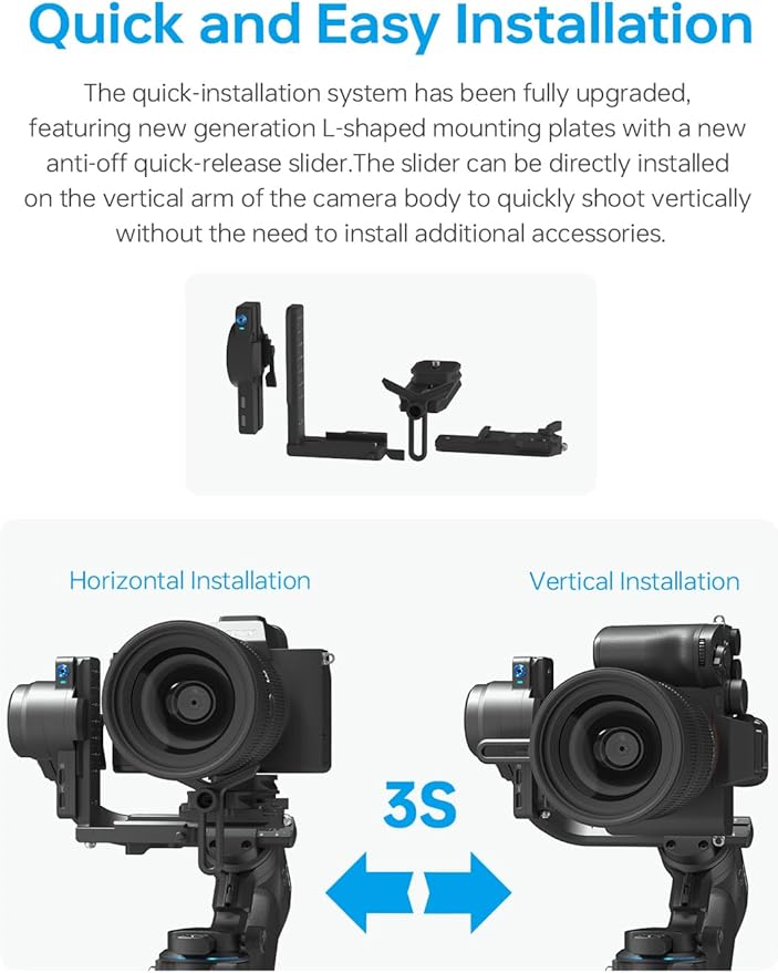 FeiyuTech SCORP 2 Built-in AI Tracker 3-Axis Gimbal Stabilizer for DSLR & Mirrorless Cameras,1.3'' Touch Screen, 5.5lbs Paylaod,13 Hours Battery Life,Quick USB-C Charge,for Sony/Canon/Nikon/Fujifilm