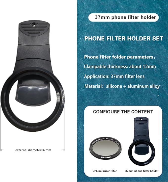 Zomei 37mm Clip On Phone Lens CPL Filter Kit, Universal Phone Camera Lens Clip with CPL Filter,Lens Cover and Bag for iPhone 16/16Pro/16Pro Max /15/14 Samsung Android Smartphones iPad and More