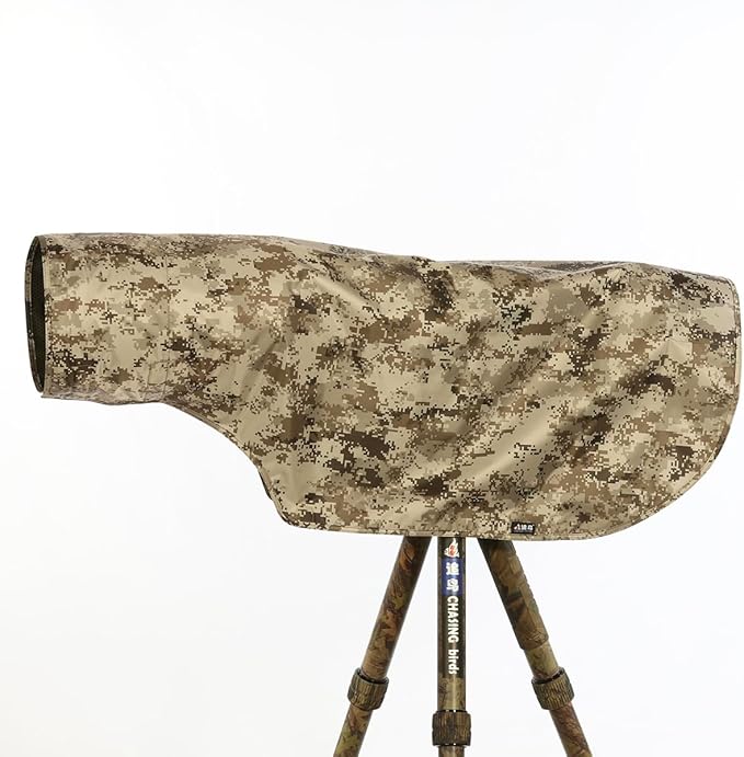 CHASING BIRDS Camouflage Waterproof Opaque Anti-UV Rain Covers Raincoat for Camera and Lens Compatible with Canon Sony Nikon Sigma Tamron Fujifilm Olympus 300/400/500/600/800mm (Brown Grid, S)