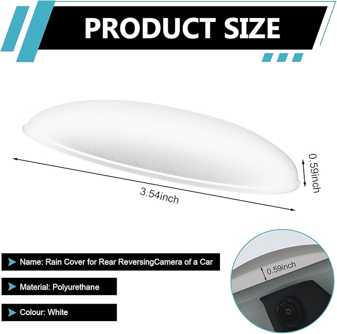 Ypoyney Car Rear View Camera Cover, Silicone Anti-Rain Reversing Cameras Protection, Non-Destructive Installation Rear View Camera Cover, Essential Accessories Rain Covers for Most Cars (White)