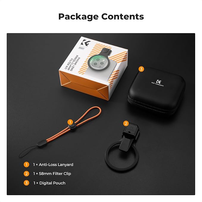 K&F CONCEPT 58mm Press-on Phone Lens Filter Adapter, Compatible with iPhone 17/16/15/14/13/12, 16/15/14/13/12 Pro, 16/15/14/13/12 Pro Max(Filter Not Included)