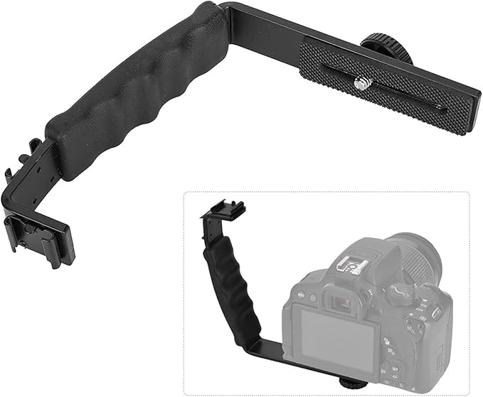Flash Bracket, Camera Flash Mount Bracket Dual Hot Shoe Extension Bar Camera Accessories for Lights Monitors Microphones