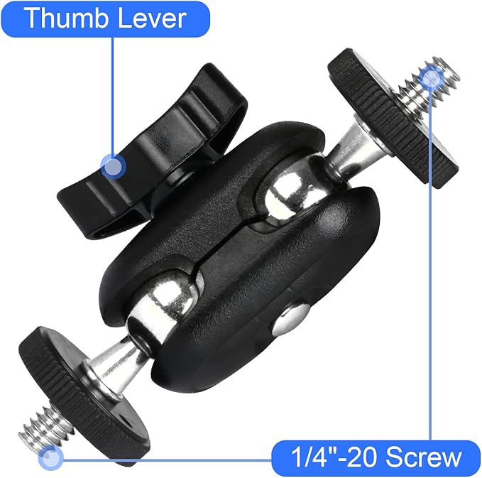 HSU Magic Arm with Dual Ball Head (1/4"-20 Screw) Adjustable Universal Extension Magic Arm for Monitor, Microphone, GoPro (2 Pack)