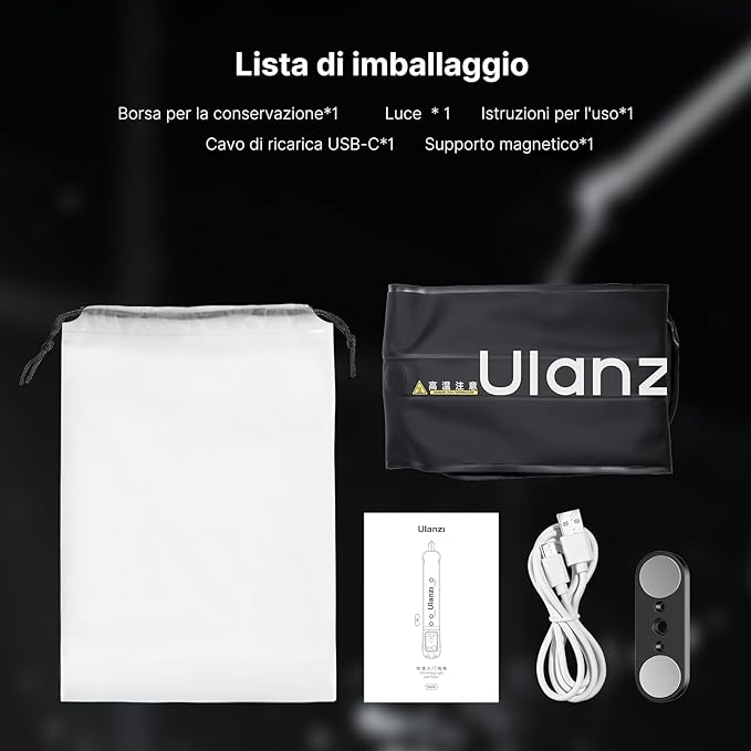 ULANZI UA20 Inflatable Tube Light, 20W Bi-Color Magnetic LED Air Tube Video Light Wand for Photography, 2700K-6500K CRI95+ 1/4" Mount Portable Inflatable Lights Bar for Photo/Vlog/Live Stream/Painting