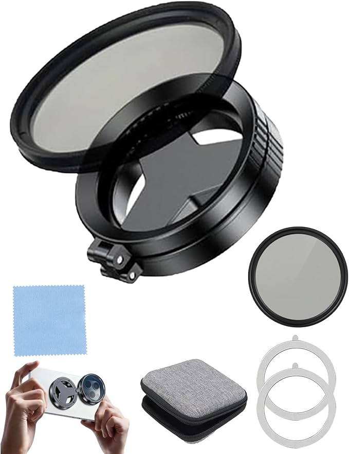 Anti-Glare Magnetic Phone Filter – Reduces Unwanted Reflections, 52mm Cpl Foldable Universal Polarizing Filter Mount with Phone Camera Snap Grip Kit for iPhone Smartphone Photography(1set)