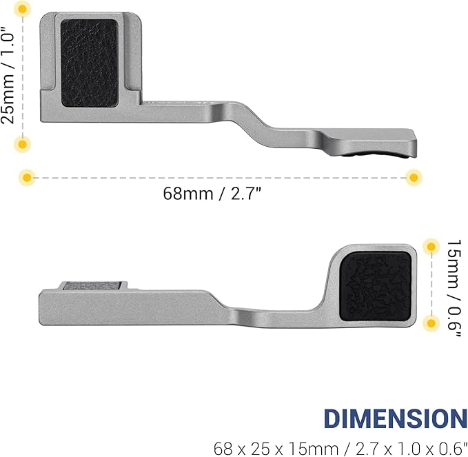 A7CII A7CR Thumb Grip, Aluminum Alloy Metal Thumb Up Grip for Sony A7C II A7C R A7C2 with Hot Shoe Cover Protector Thumb Rest Support Holder, Not Affect The Use of Alpha 7CII Alpha 7CR Buttons -Silver