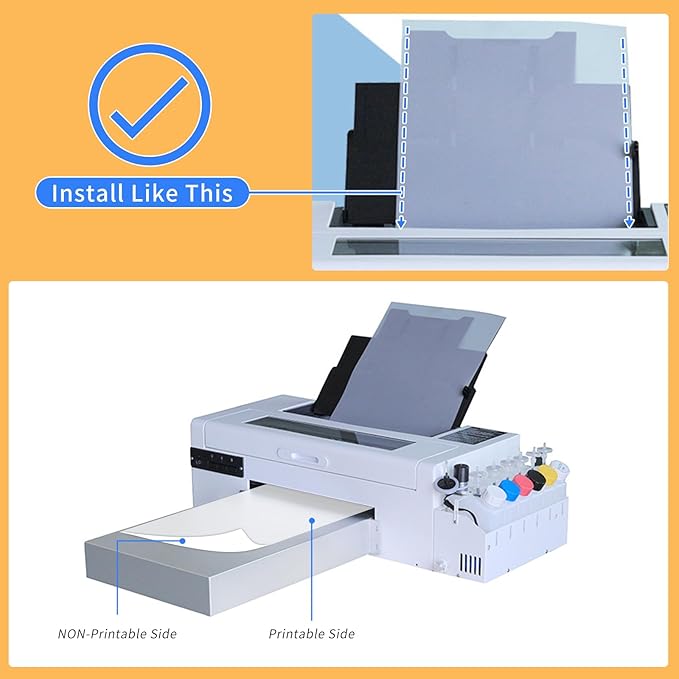 100 Sheets DTF Transfer Film 8.5x11 Inches, Clear Transfer Paper & Sublimation Paper for Inkjet Printer, PET Heat Transfer Paper Direct Print on T-Shirts/Textiles