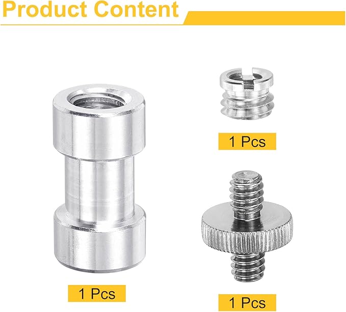MECCANIXITY Camera Screw Mount Set, Double End Screw, Screw Nuts, Female Screw for Camera, Tripod Screw Adapter, Monopod, Flash Light