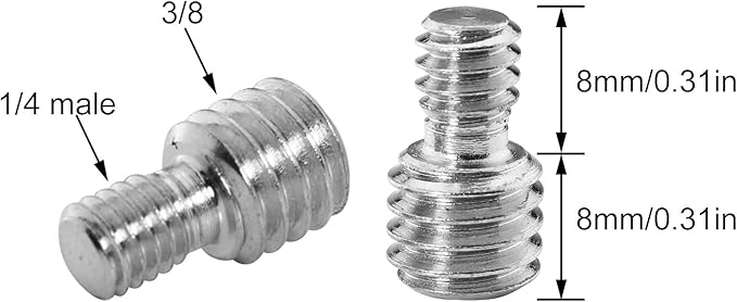 3PCS 3/8 inch Male to 1/4 inch Male Threaded Tripod Screw Adapter, 1/4 inch Male to 3/8 inch Male Double Sides Standard Mounting Thread Converter for Camera Mount