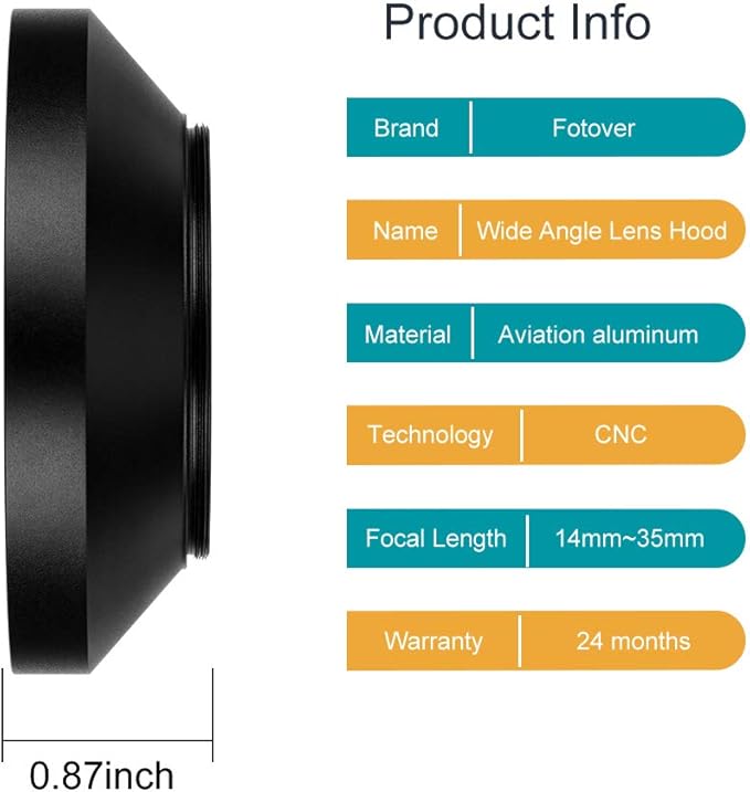 40.5mm Wide Angle Lens Hood,Universal Metal Lens Hood Sunshade with Centre Pinch Lens Cap for Canon Nikon Sony Pentax Olympus Fuji Camera +Microfiber Cleaning Cloth
