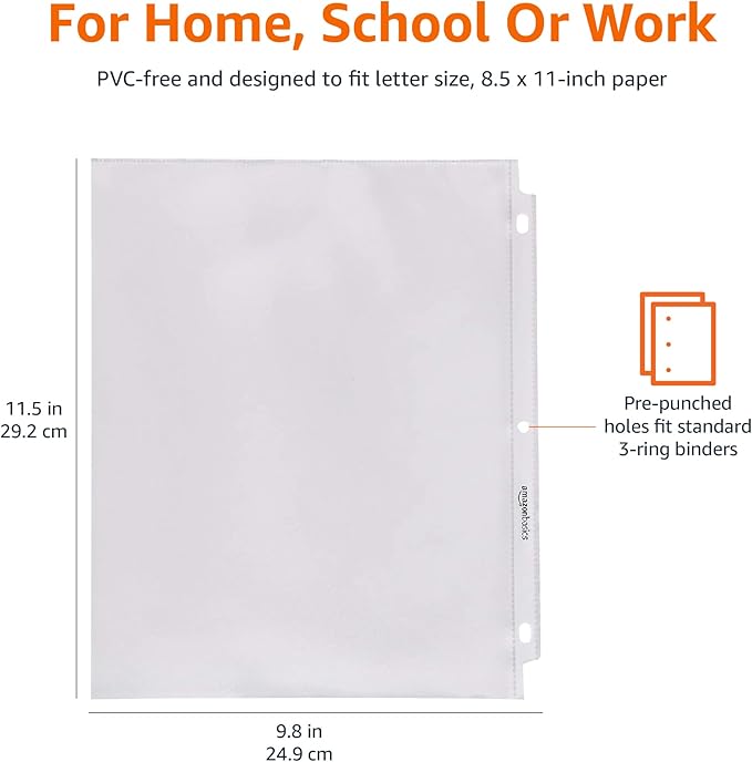Amazon Basics Sheet Protector - Non-Glare, 1200-Pack, Clear