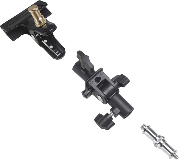 WELLAMKING 2PCS Photo Studio Reflector Holder 180 Rotation Heavy Duty Tripod Metal Clamp Holder with 1/4" & 3/8" Screw Adapter for Photo Studio Screen Backdrop Umbrella Light Stand