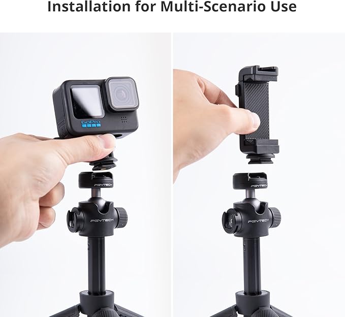 PGYTECH CapLock Extension Pole Mini Tripod with Phone Clip for DJI OSMO Action 6/5 Pro/4/Pocket 3, Gopro Hero 13/Insta360, Quick Release Selfie Stick Rod with 1/4"-20 Adapter for Action Cams & Phone