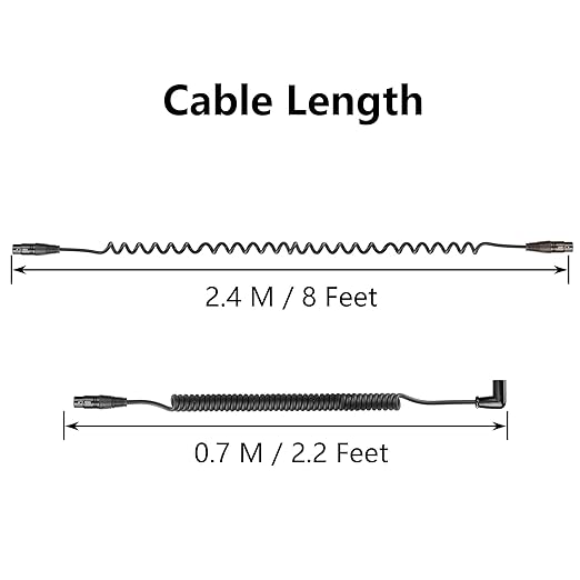 CERRXIAN XLR Microphone Coiled Cable, Male to Female Cable, Balanced XLR Cable 8 Feet, Oxygen-Free Copper Mic Cables, xrl Speaker Cables - Black