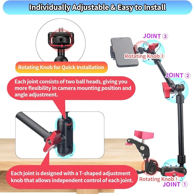 13" Adjustable Magic Arm with Super Clamp Camera Mount & 22" Adjustable Magic Arm with Super Clamp Camera Mount