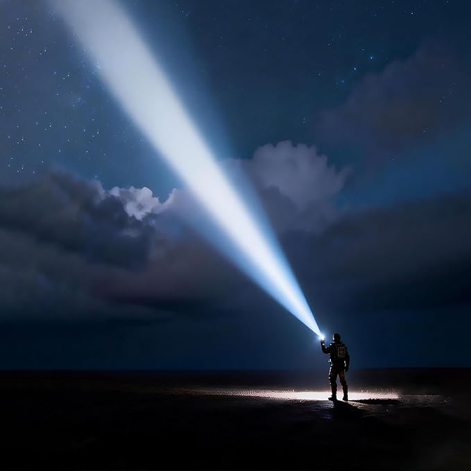 SKYFIRE LED Flashlights High Lumens with Digital Display&3 Color Lens,3000lm Super Bright Rechargeable Flashlight,5Modes&Zoomable,Waterproof Tactical Flash Light for Camping,Emergency&Gift-Upgraded