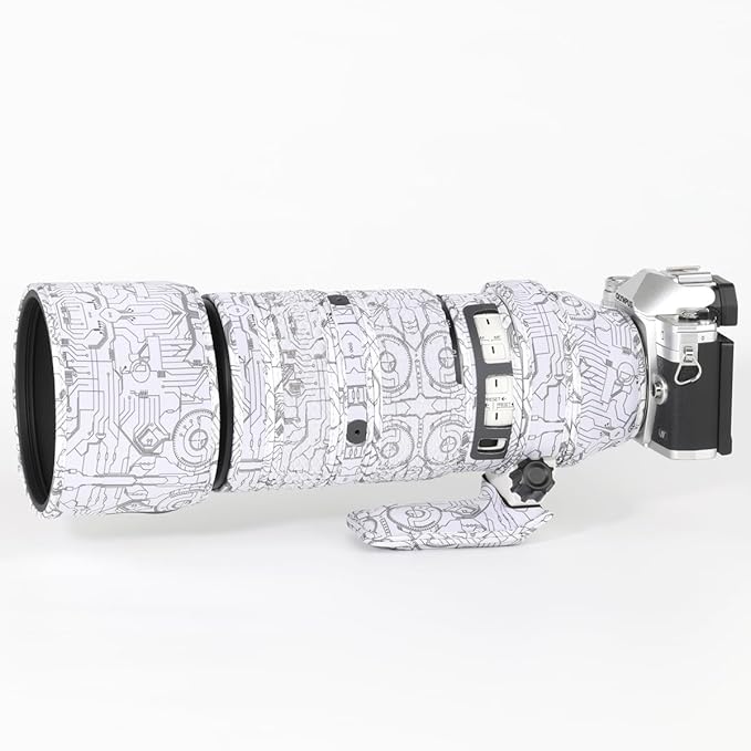 CHASING BIRDS Lens Camouflage Waterproof Coat for Olympus M.ZUIKO Digital ED 50-200mm F2.8 is PRO Rainproof Lens Protective Cover Version IV (Electric White, with 1.4X TC (MC-14))