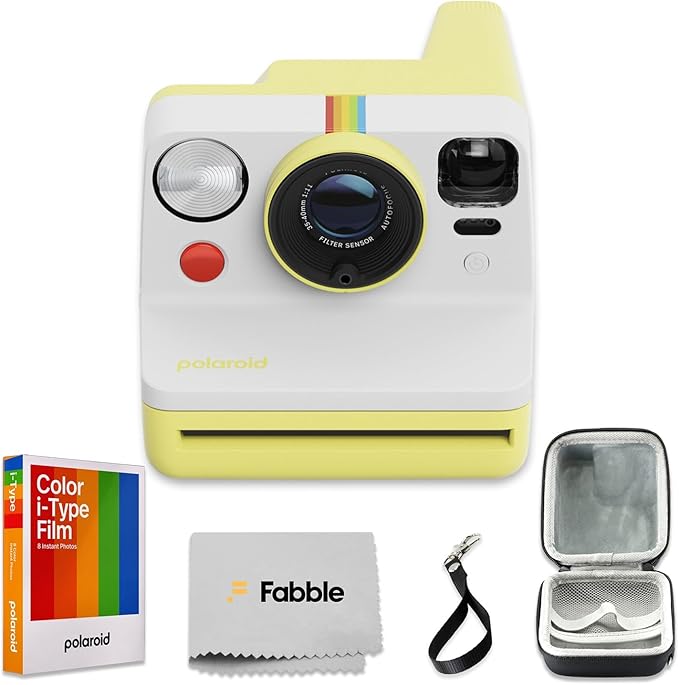 Polaroid Now Generation 3 I-Type Instant Camera (Yellow) Bundle with Color I-Type Film (8 Exposures), Hard Protective Case and Wrist Strap