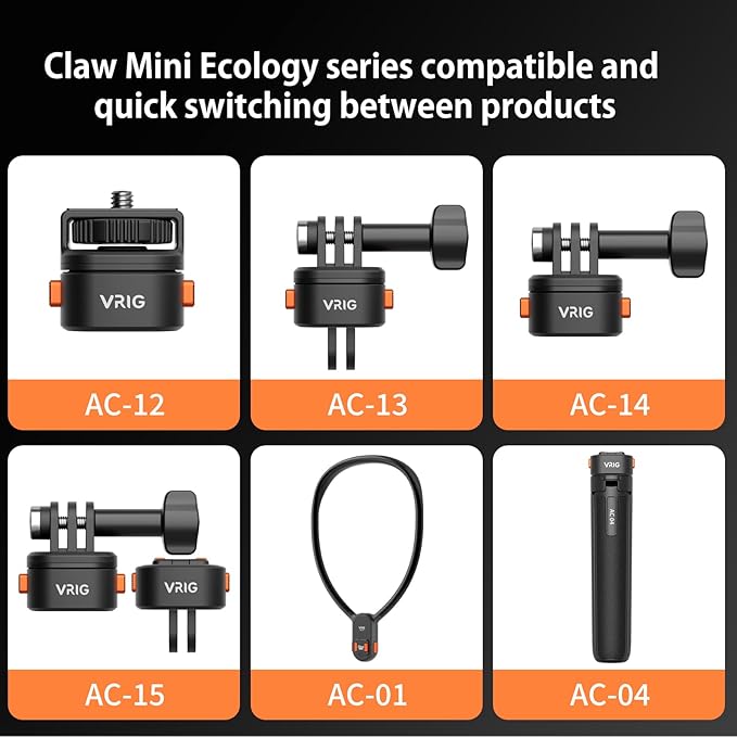 VRIG Claw Mini Quick Release Plate Tripod QR Camera Mount Adapter, Quick Setup Kit with 1/4'' Screw