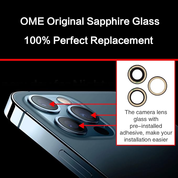 2PCS ASDAWN Back Rear Camera Lens Glass Replacement for iPhone 12 Pro Max 6.7 Inches with Pre-Installed Adhesive, Installation Manual + Repair Tool Set